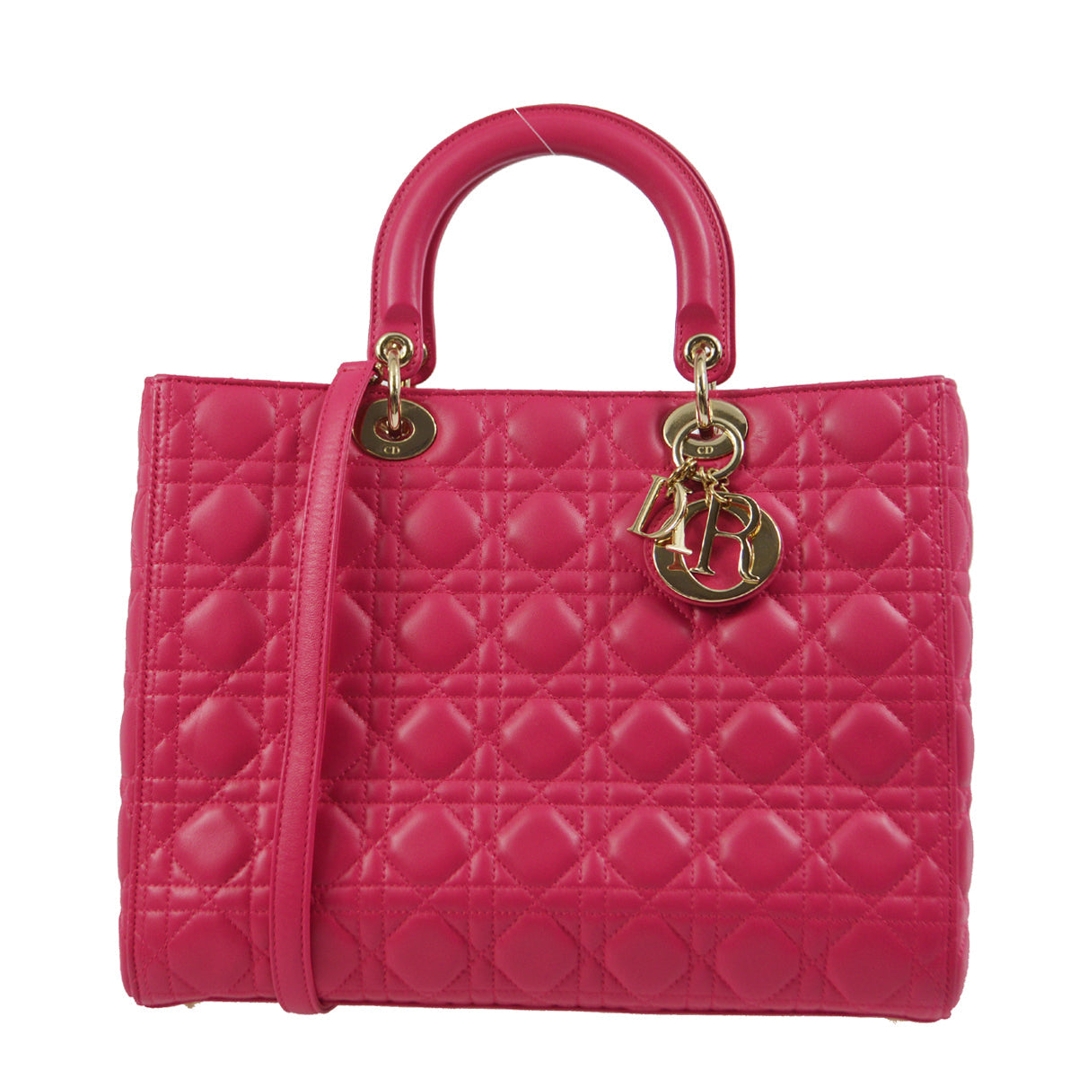 Christian Dior 2014 Pink Lambskin Lady Dior Cannage 2way Handbag