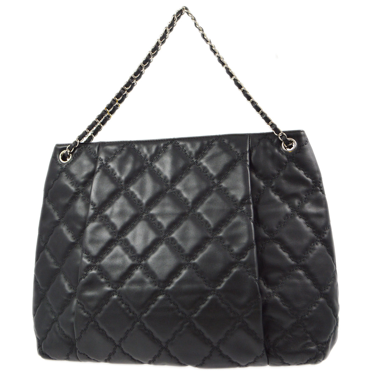 Chanel 2013-2014 Black Calfskin Chain Tote Handbag