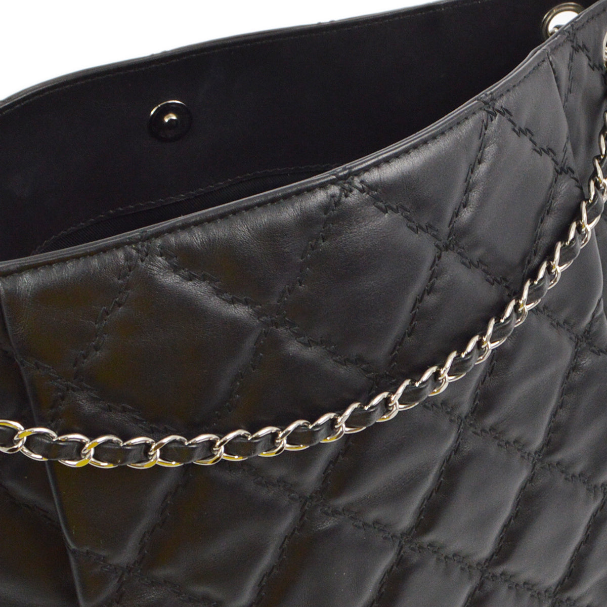 Chanel 2013-2014 Black Calfskin Chain Tote Handbag