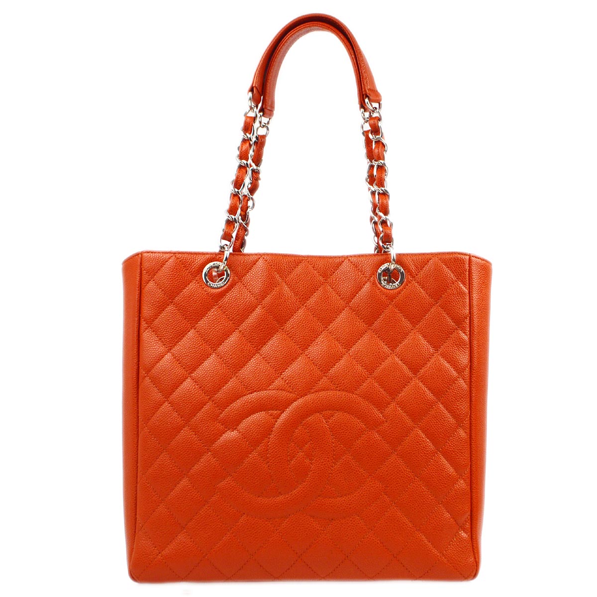 Chanel 2012 Orange Caviar Petite Shopping Tote PST Tote Handbag