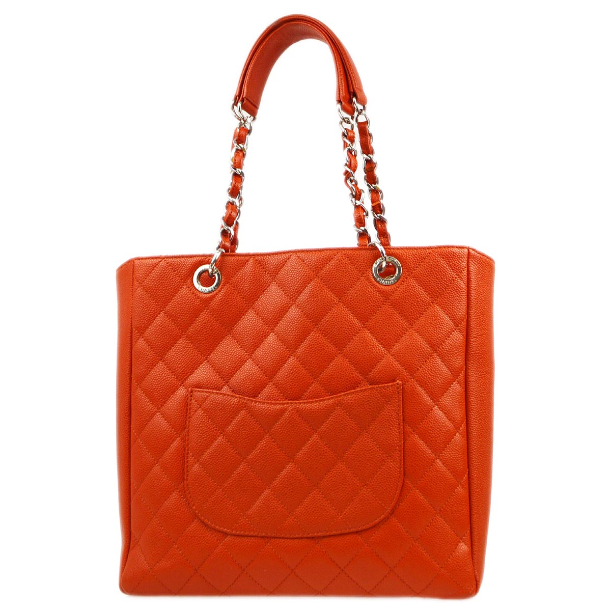 Chanel 2012 Orange Caviar Petite Shopping Tote PST Tote Handbag