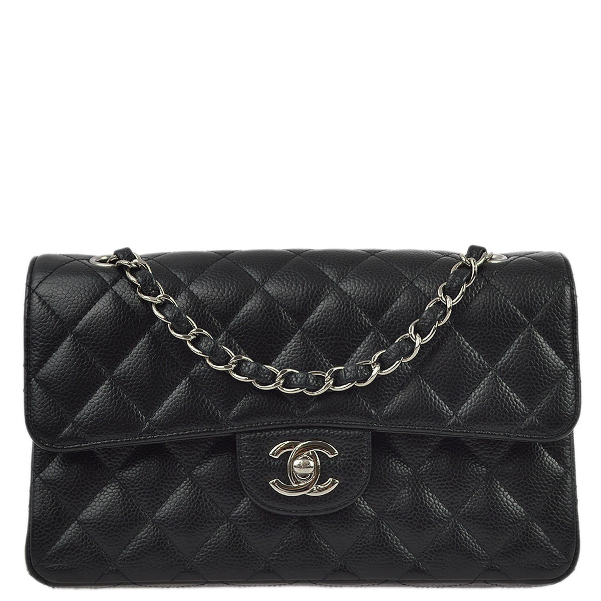 Chanel 2010-2011 Black Caviar Small Classic Double Flap Shoulder Bag