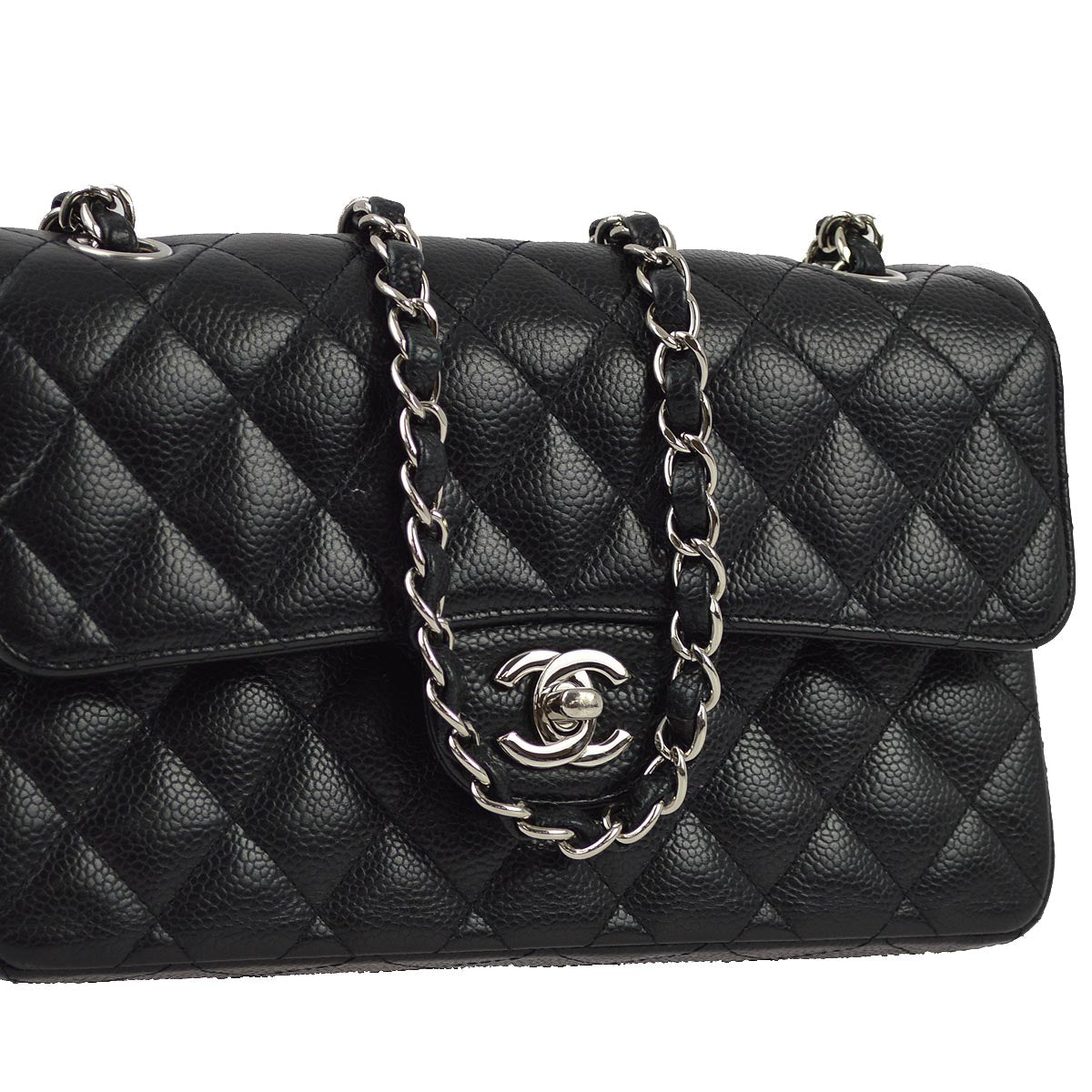 Chanel 2010-2011 Black Caviar Small Classic Double Flap Shoulder Bag