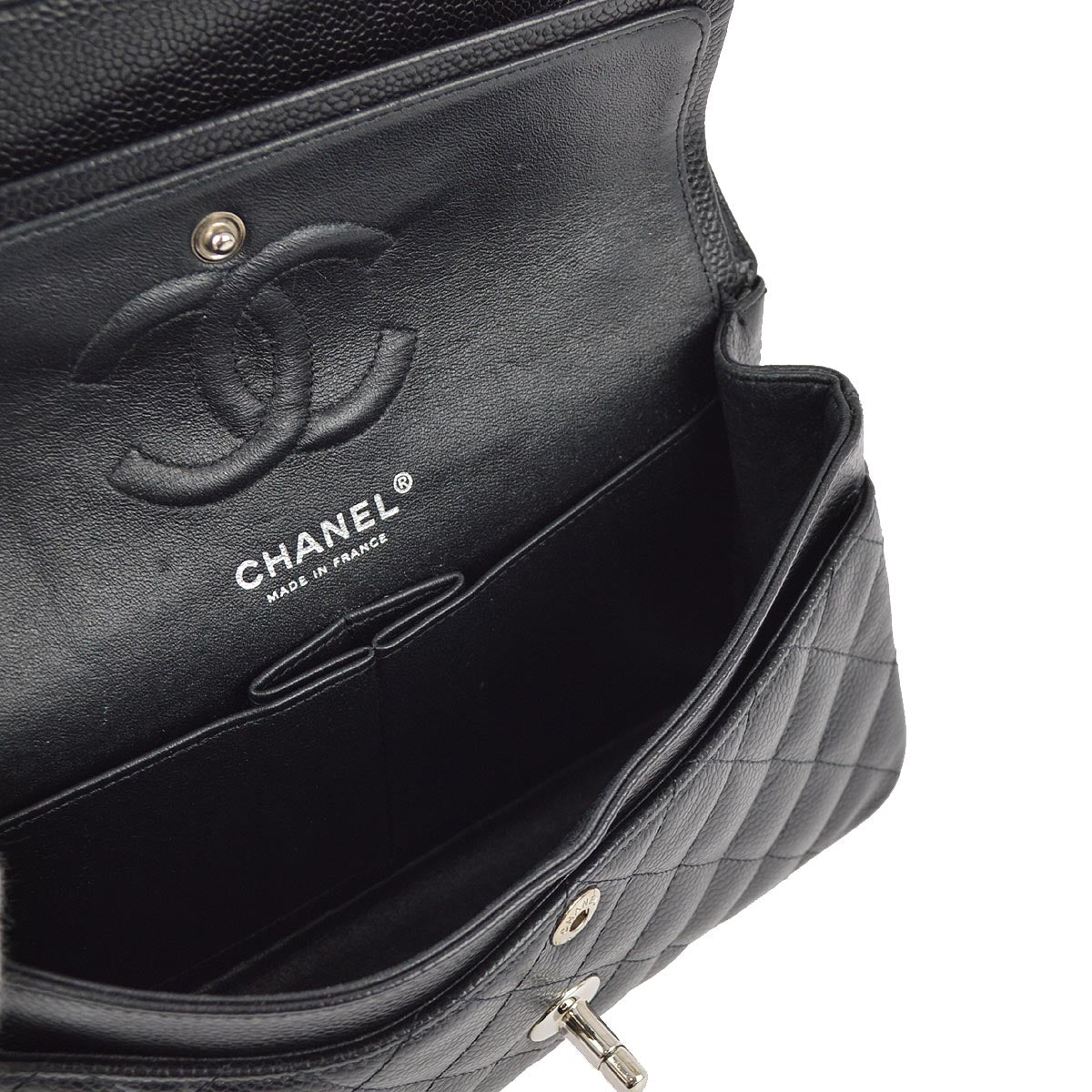 Chanel 2010-2011 Black Caviar Small Classic Double Flap Shoulder Bag