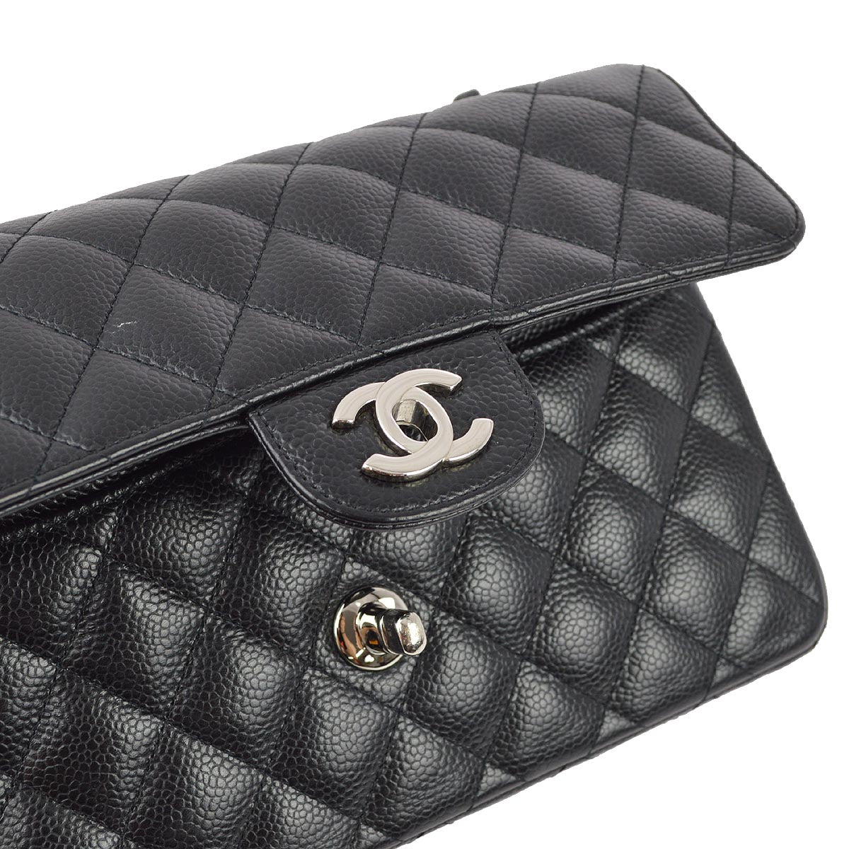 Chanel 2010-2011 Black Caviar Small Classic Double Flap Shoulder Bag