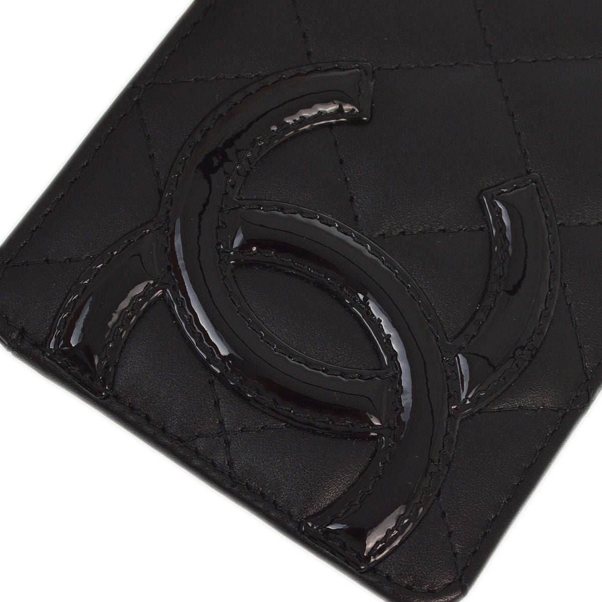 Chanel 2010-2011 Black Calfskin Cambon Ligne Card Case Small Good