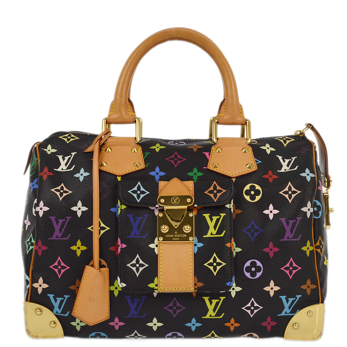 Louis Vuitton 2010 Black Monogram Multicolor Speedy 30 Handbag M92642