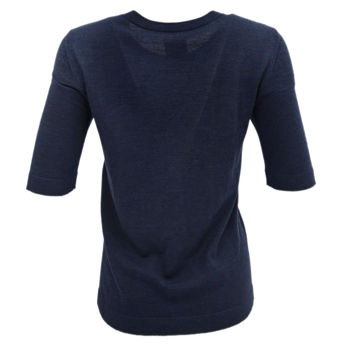 Chanel 2013-2014 Short Sleeve Sweater Knit Top Navy #36