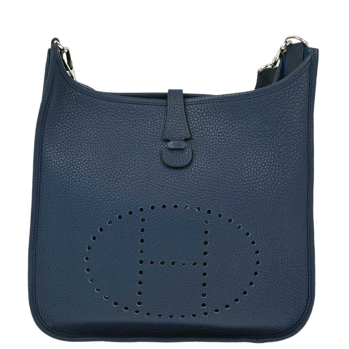 Hermes 2010 Blue Taurillon Clemence Evelyne 3 29 PM Shoulder Bag