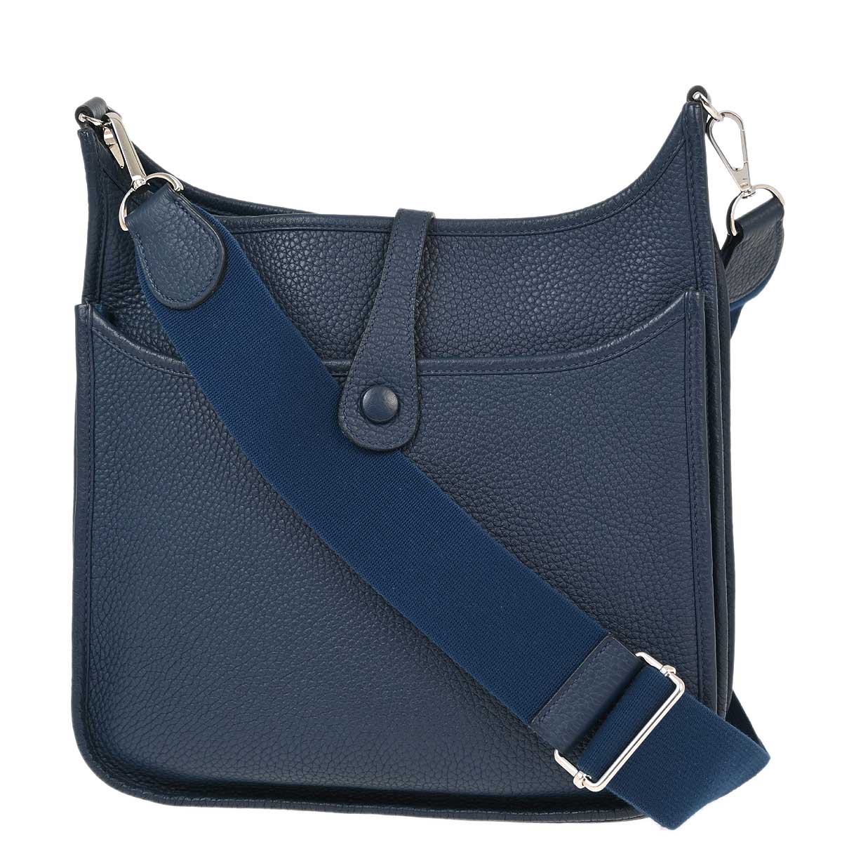 Hermes 2010 Blue Taurillon Clemence Evelyne 3 29 PM Shoulder Bag