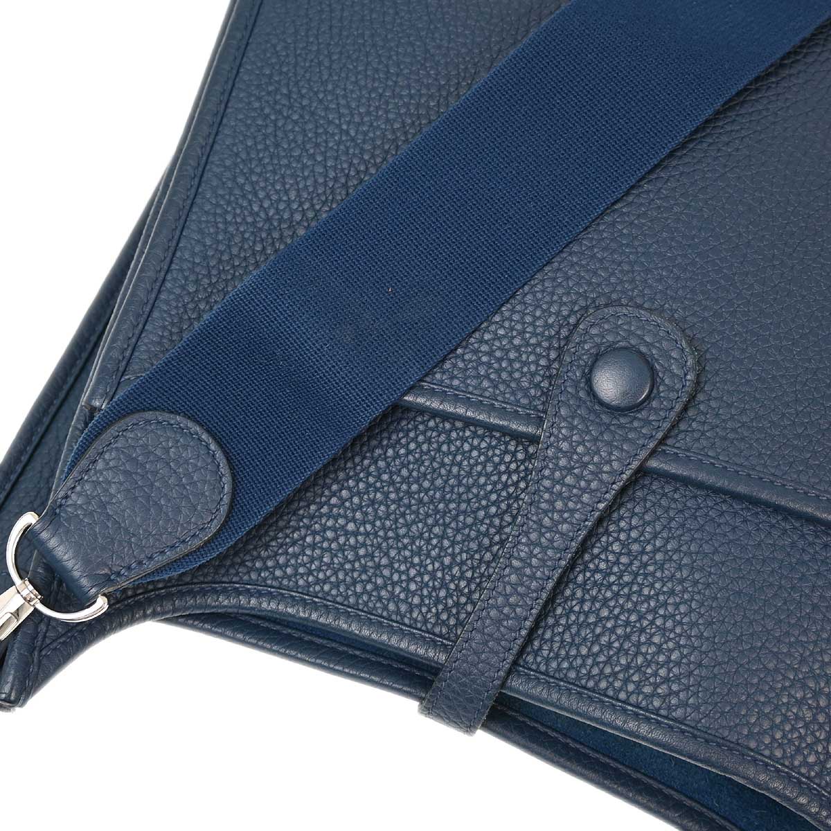 Hermes 2010 Blue Taurillon Clemence Evelyne 3 29 PM Shoulder Bag