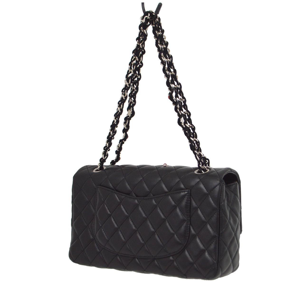 Chanel 2010-2011 Black Lambskin Ladybug Single Flap Shoulder Bag