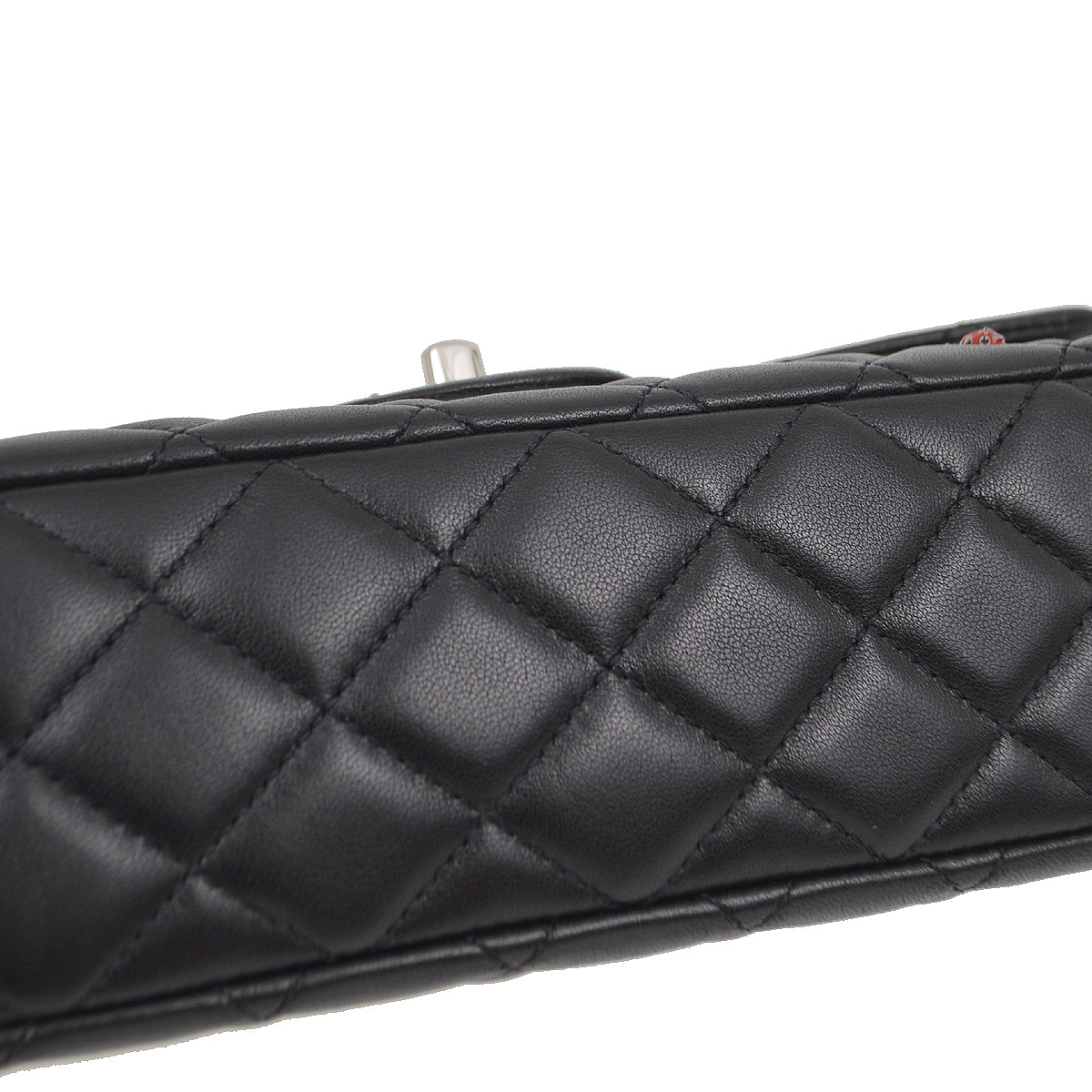 Chanel 2010-2011 Black Lambskin Ladybug Single Flap Shoulder Bag