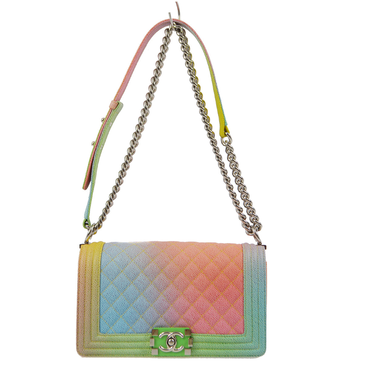 Medium Boy Chanel 2017 Multicolor Caviar Medium Chain Shoulder Bag