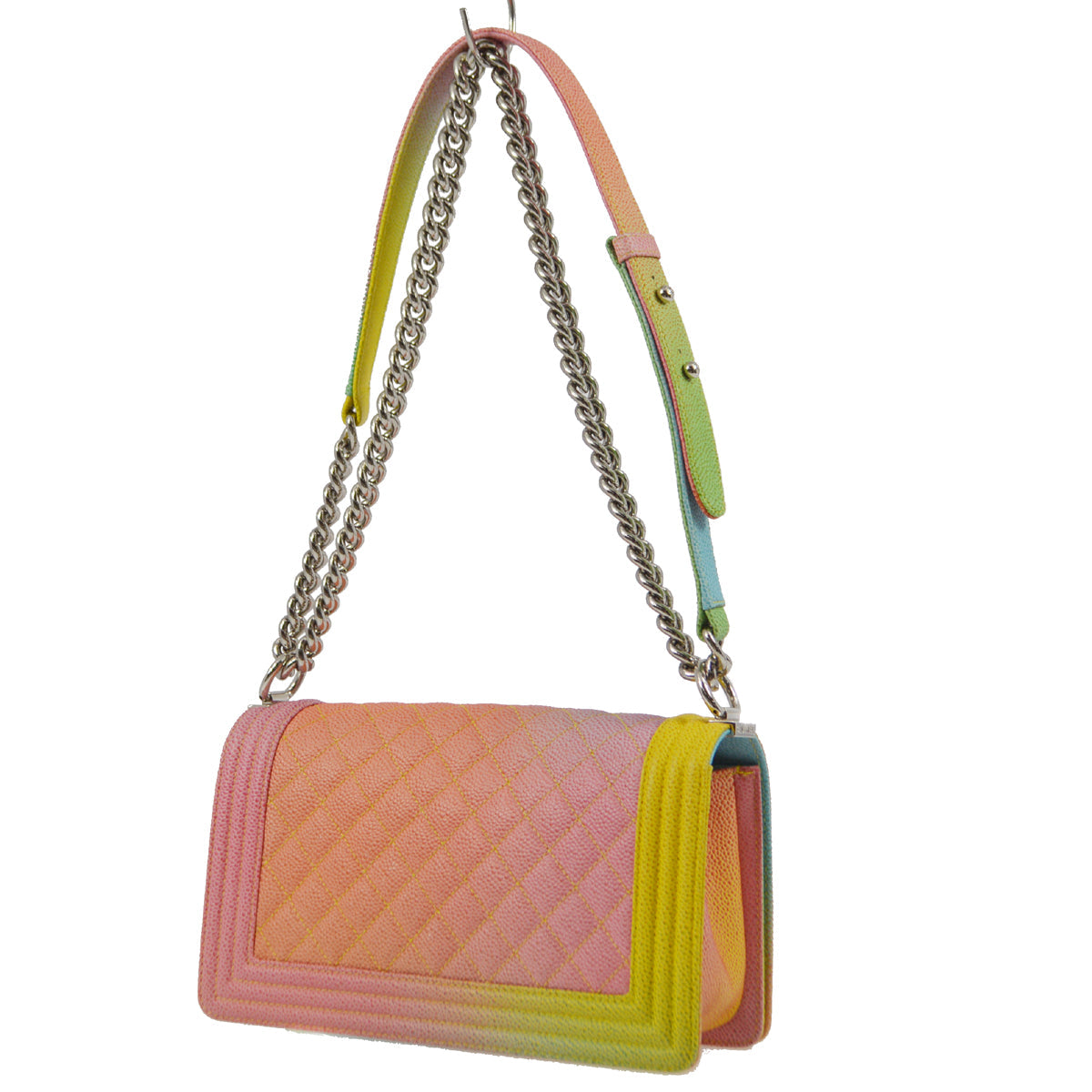 Medium Boy Chanel 2017 Multicolor Caviar Medium Chain Shoulder Bag