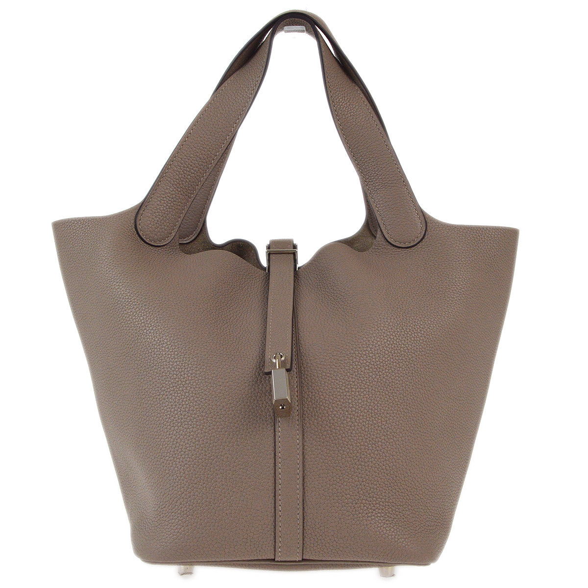 Hermes 2019 Etoupe Taurillon Clemence Picotin Lock 22 MM Handbag