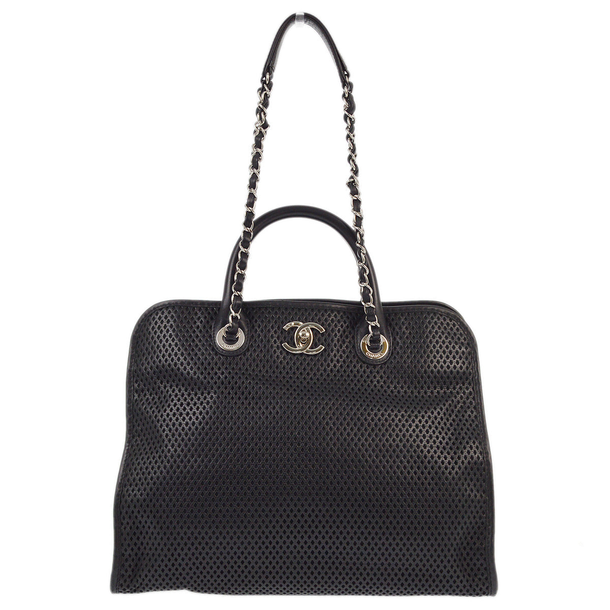 Chanel 2012-2013 Black Perforated Lambskin French Riviera 2way Shoulder Handbag