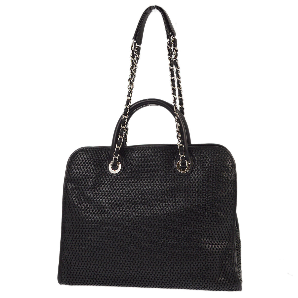 Chanel 2012-2013 Black Perforated Lambskin French Riviera 2way Shoulder Handbag