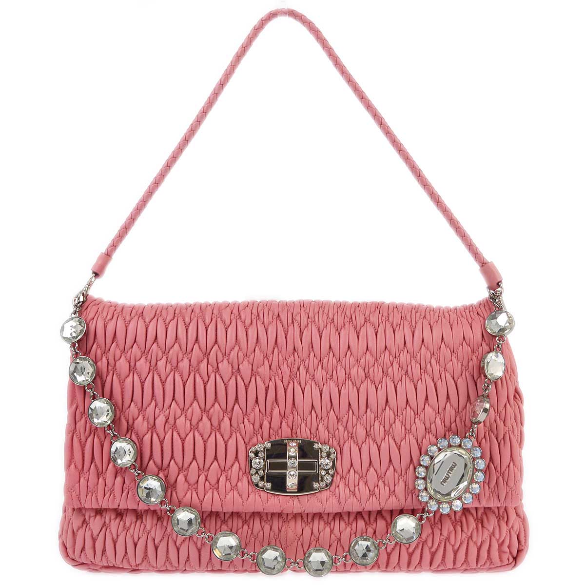 Miu Miu Pink Nappa Crystal Handbag