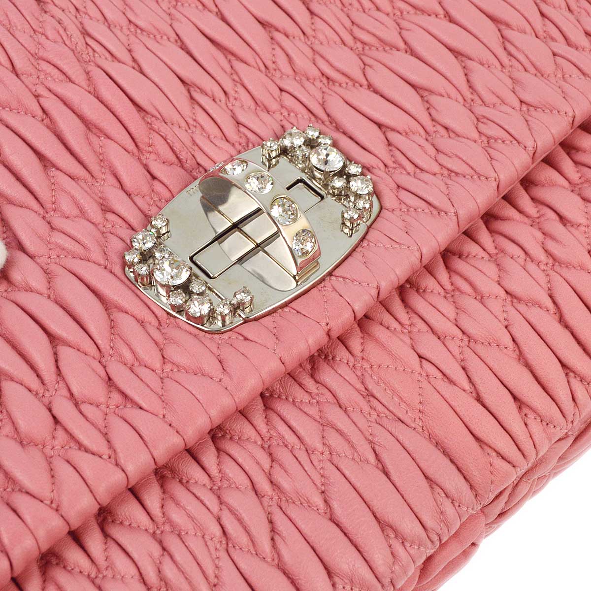 Miu Miu Pink Nappa Crystal Handbag