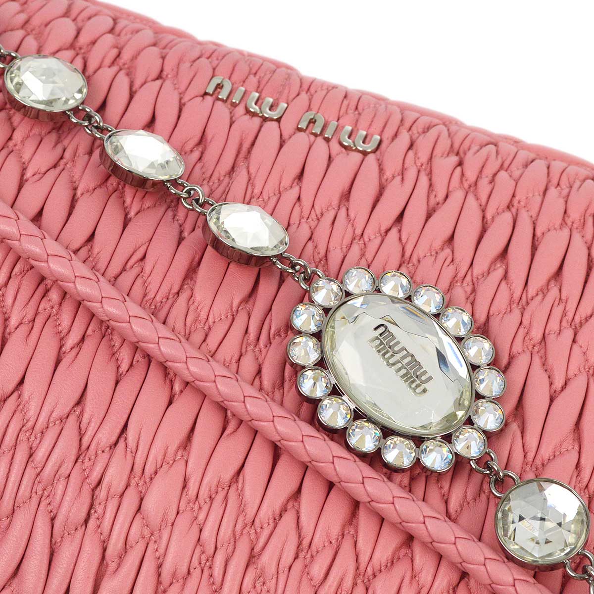 Miu Miu Pink Nappa Crystal Handbag