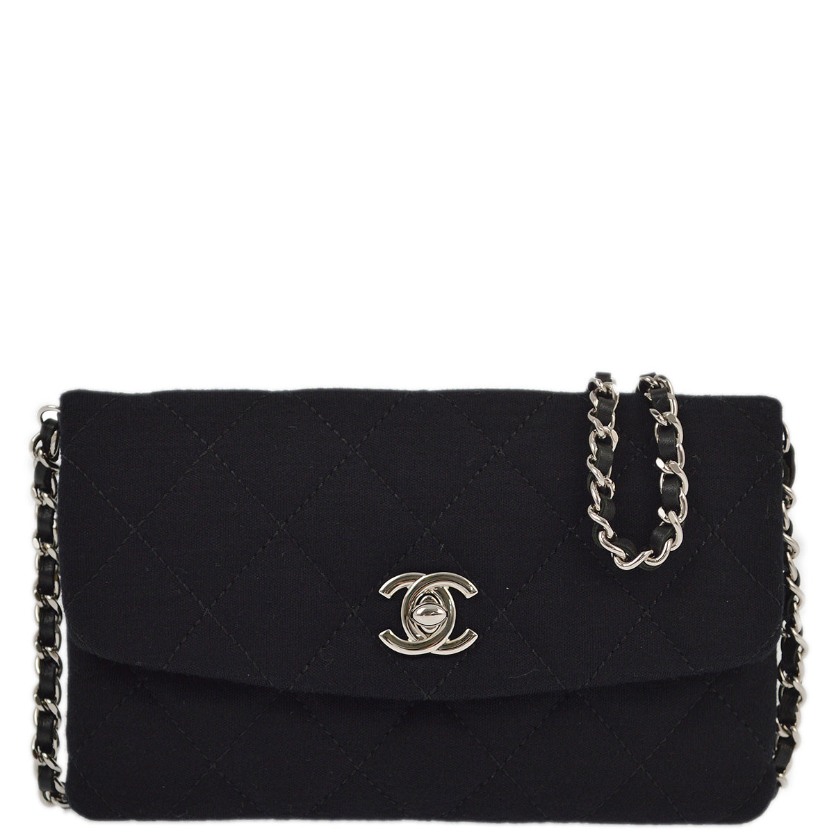 Chanel 2011 Black Cotton Single Flap Shoulder Bag Christmas 2011 Limited Edition