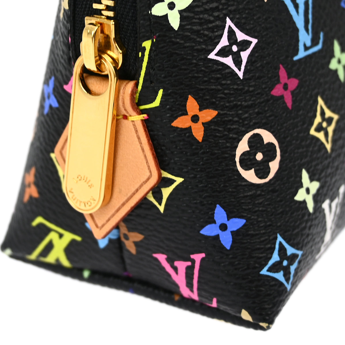 Louis Vuitton 2012 Black Monogram Multicolor Pochette Cosmetic M47355