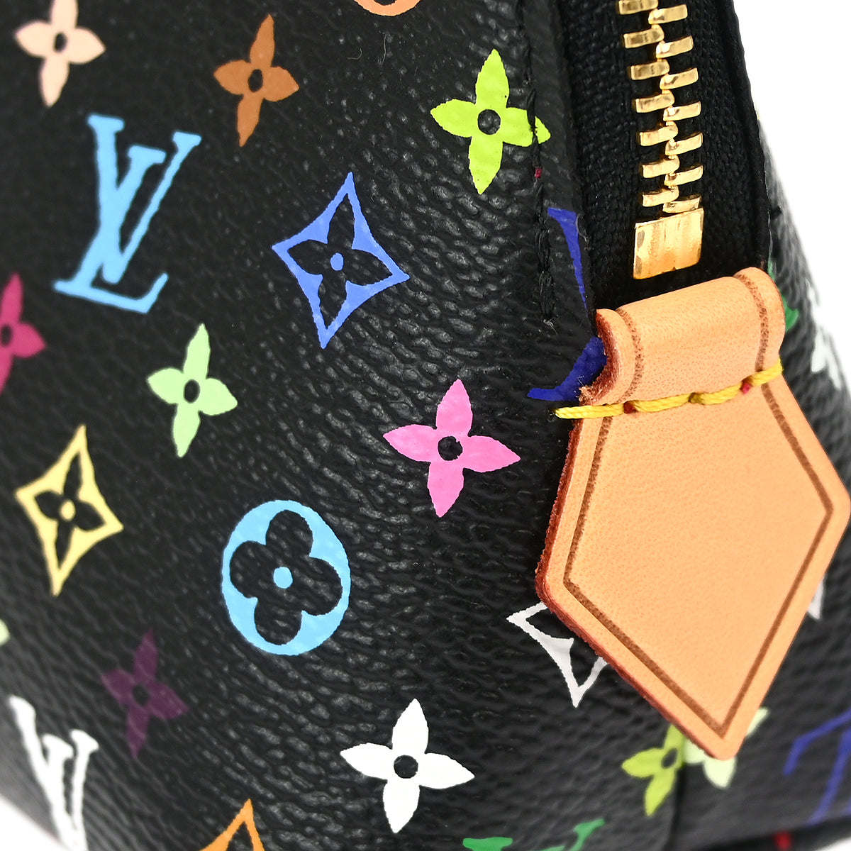 Louis Vuitton 2012 Black Monogram Multicolor Pochette Cosmetic M47355