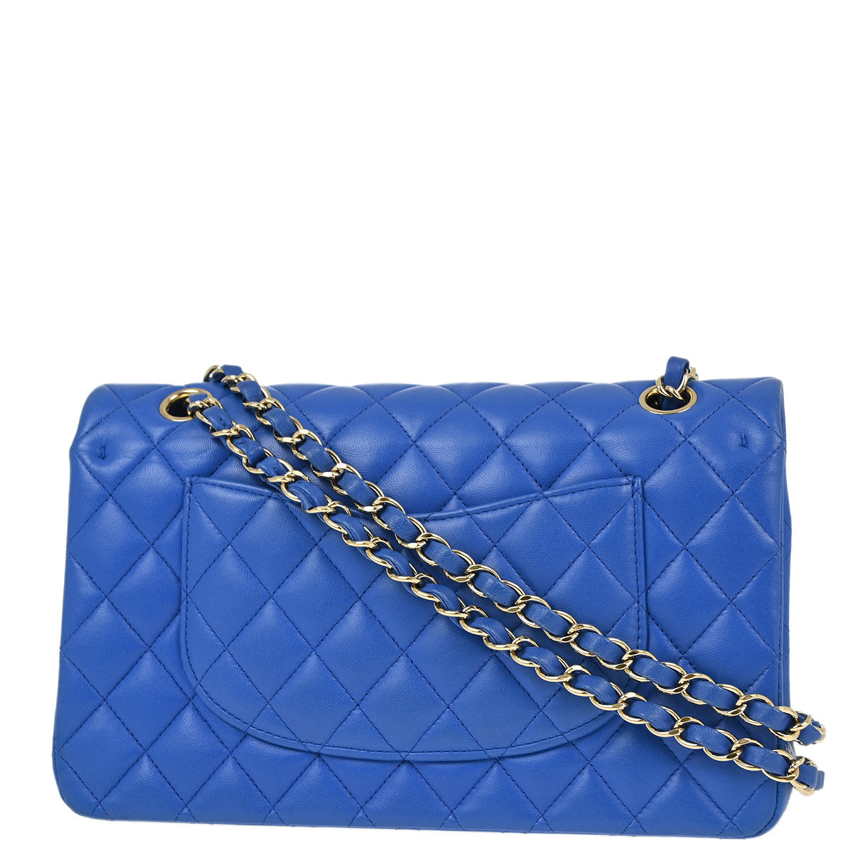 Chanel 2015-2016 Blue Lambskin Medium Classic Double Flap Shoulder Bag