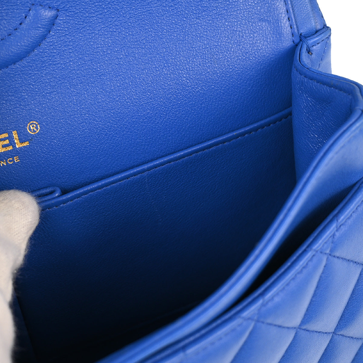 Chanel 2015-2016 Blue Lambskin Medium Classic Double Flap Shoulder Bag