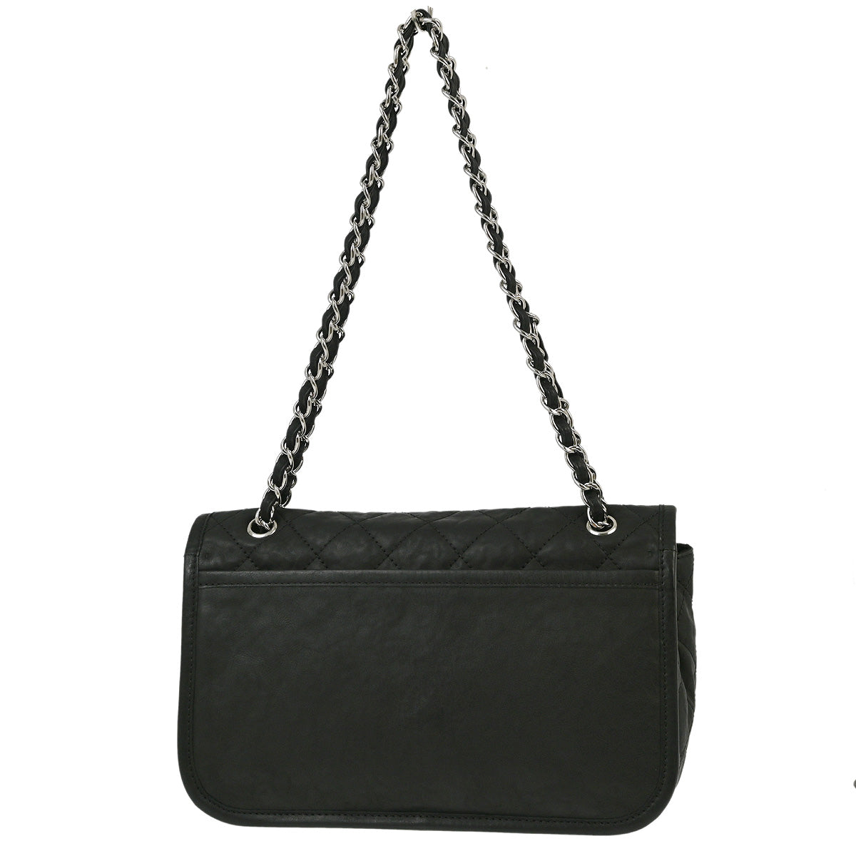 Chanel 2010-2011 Black Aged Calfskin Stitch It Double Pocket Flap Bag