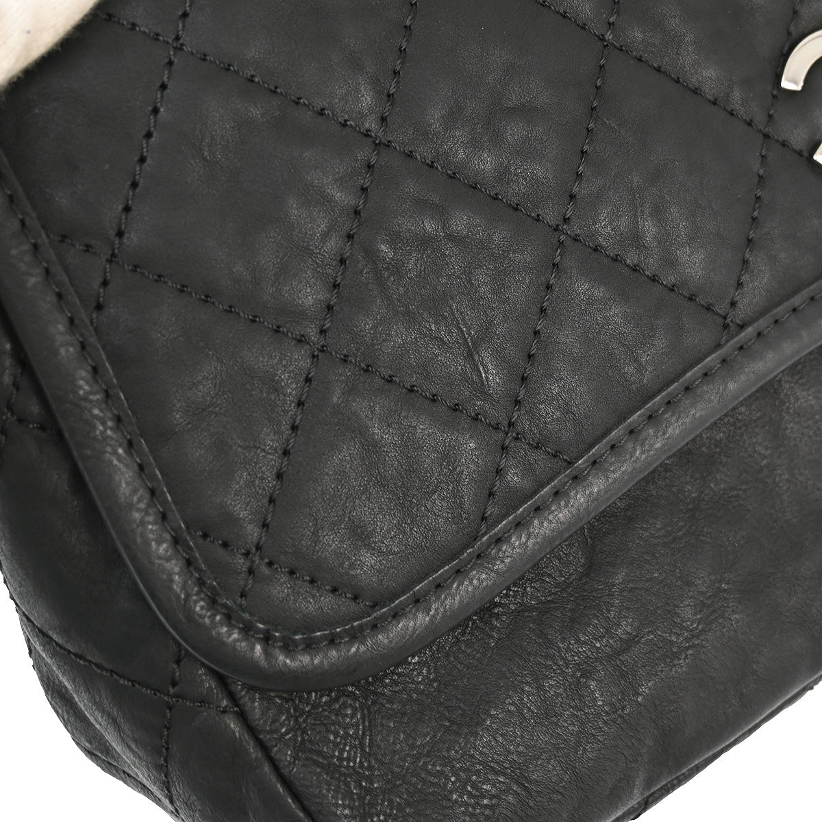 Chanel 2010-2011 Black Aged Calfskin Stitch It Double Pocket Flap Bag