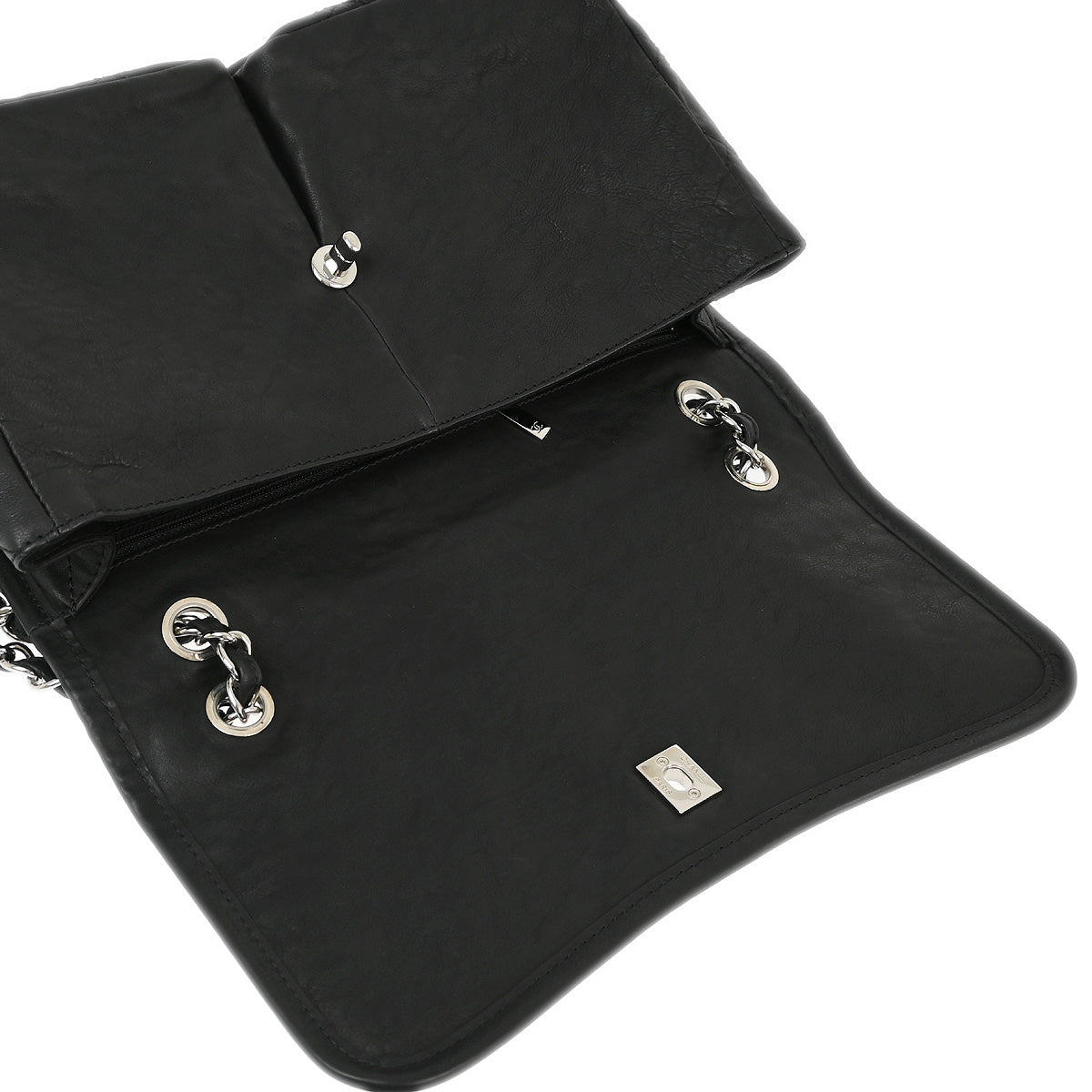 Chanel 2010-2011 Black Aged Calfskin Stitch It Double Pocket Flap Bag