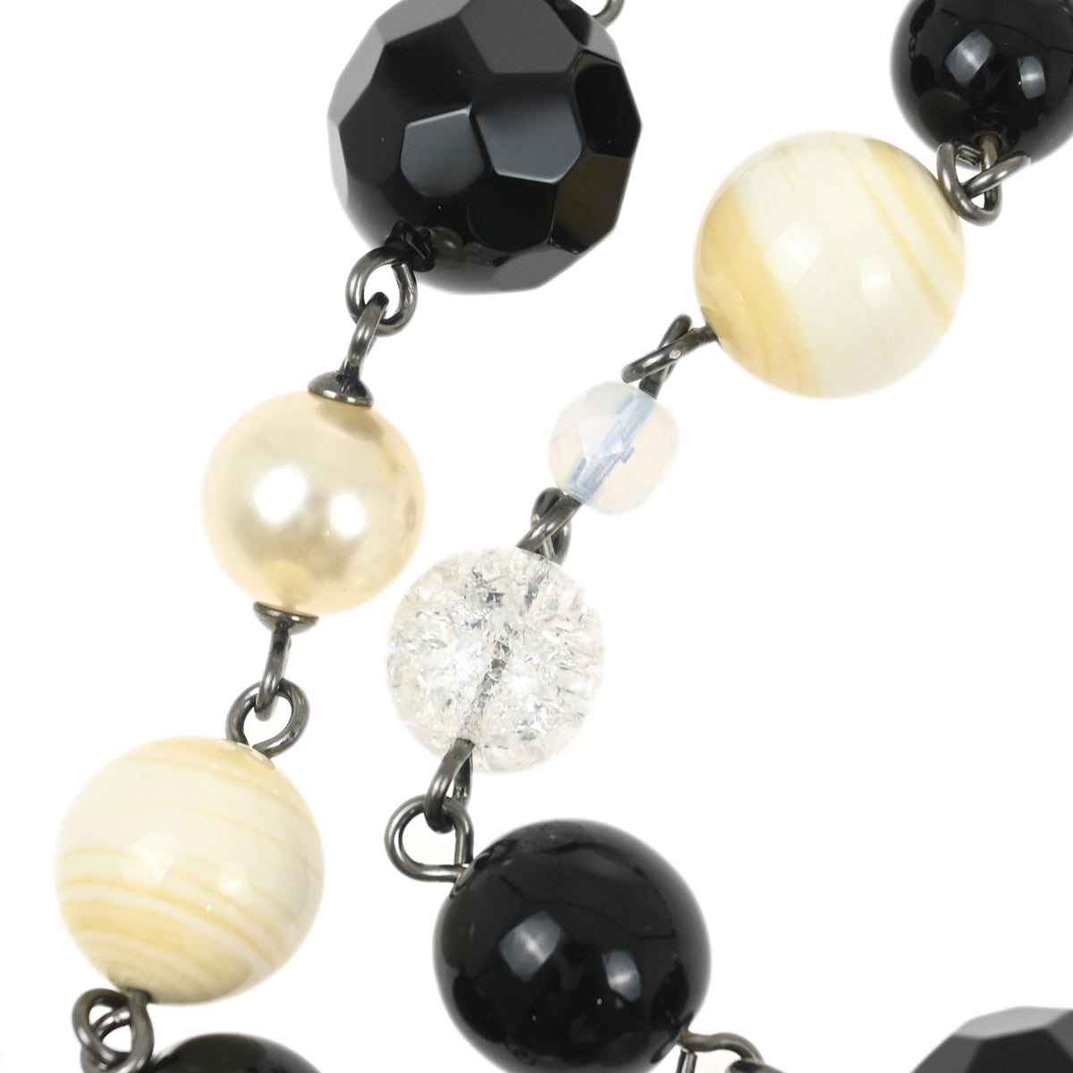 Chanel Chain Necklace Artificial Pearl Rhinestone Silver 10A