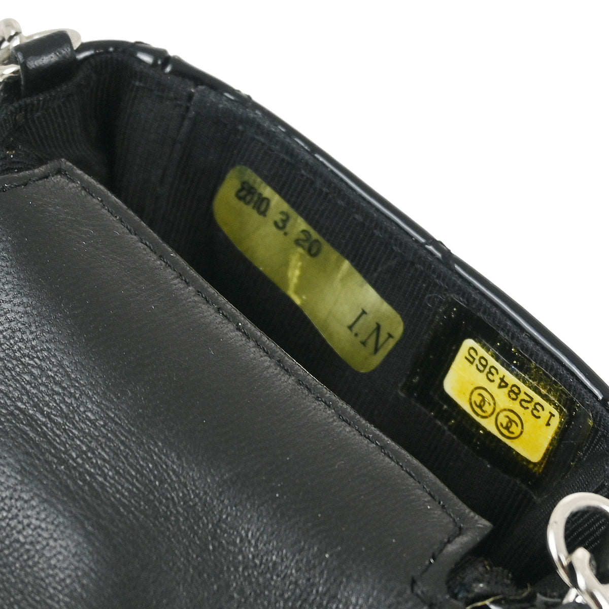 Chanel Black Patent Leather Chain Pouch Case