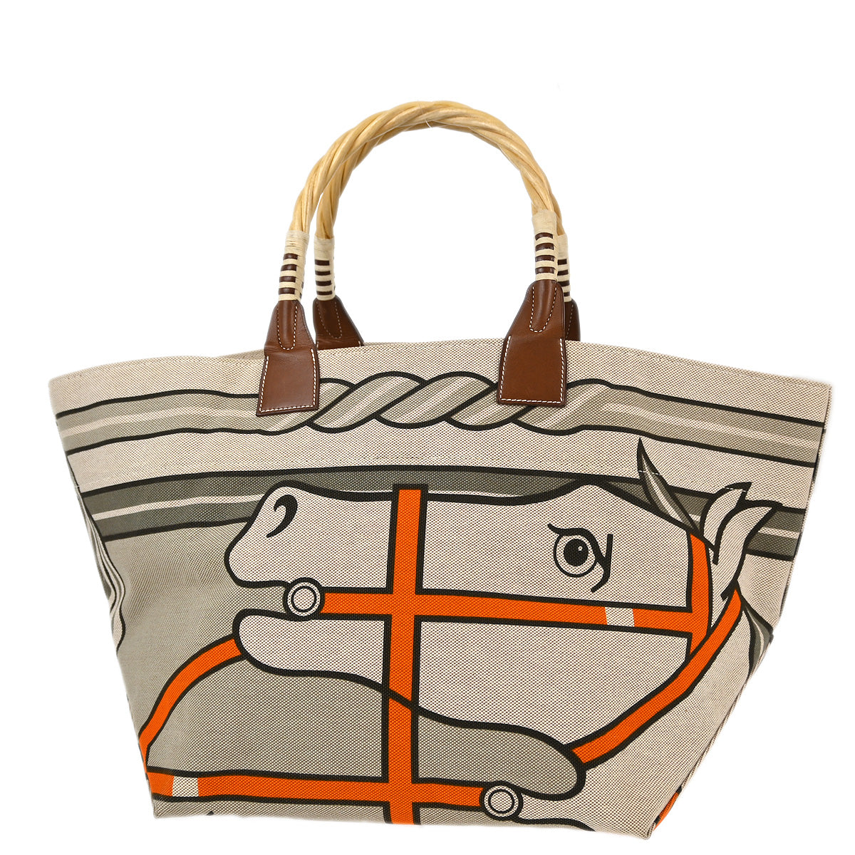 Hermes Natural Toile H Steeple 31 Tote Handbag