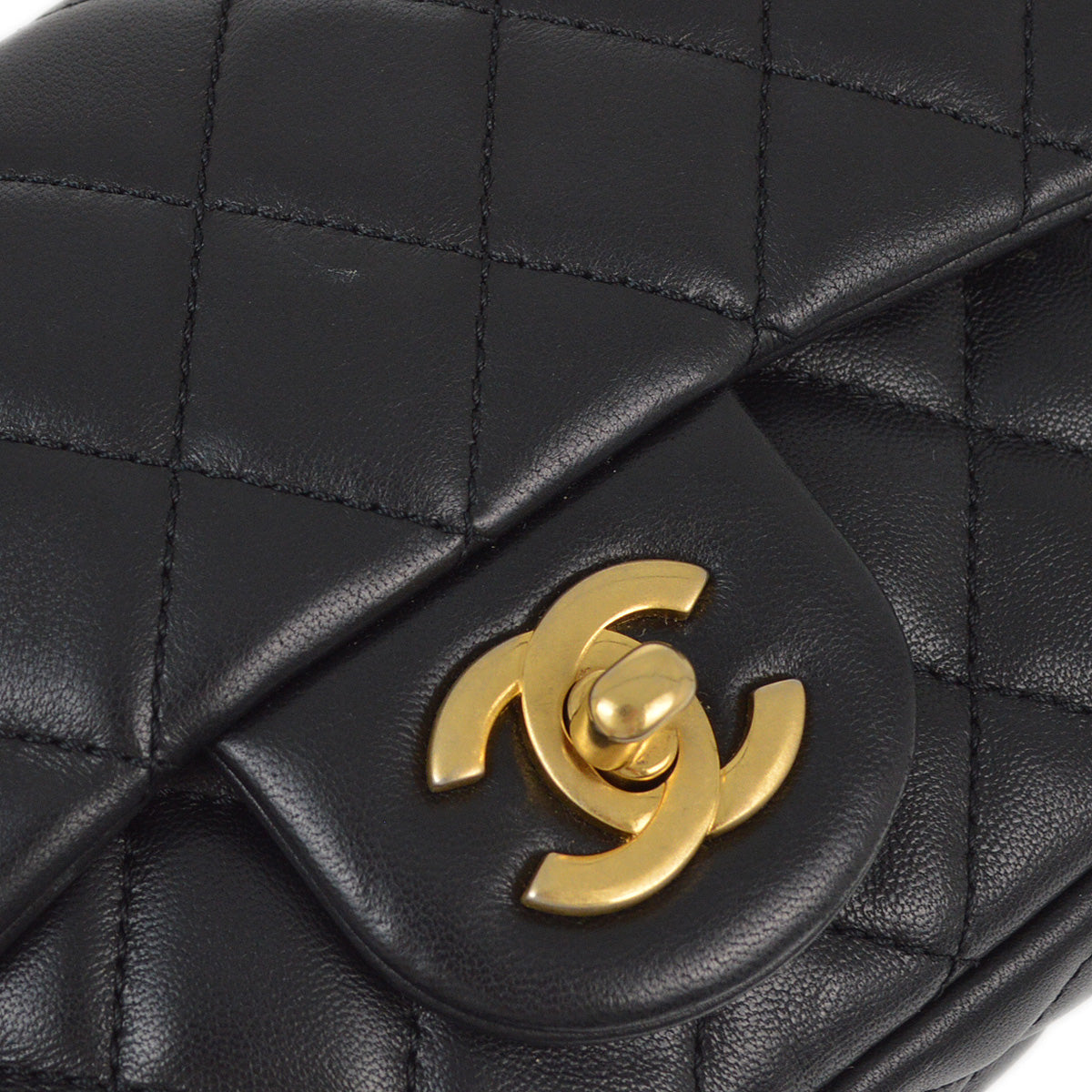 Chanel 2020-2021 Black Lambskin Single Flap Shoulder Bag