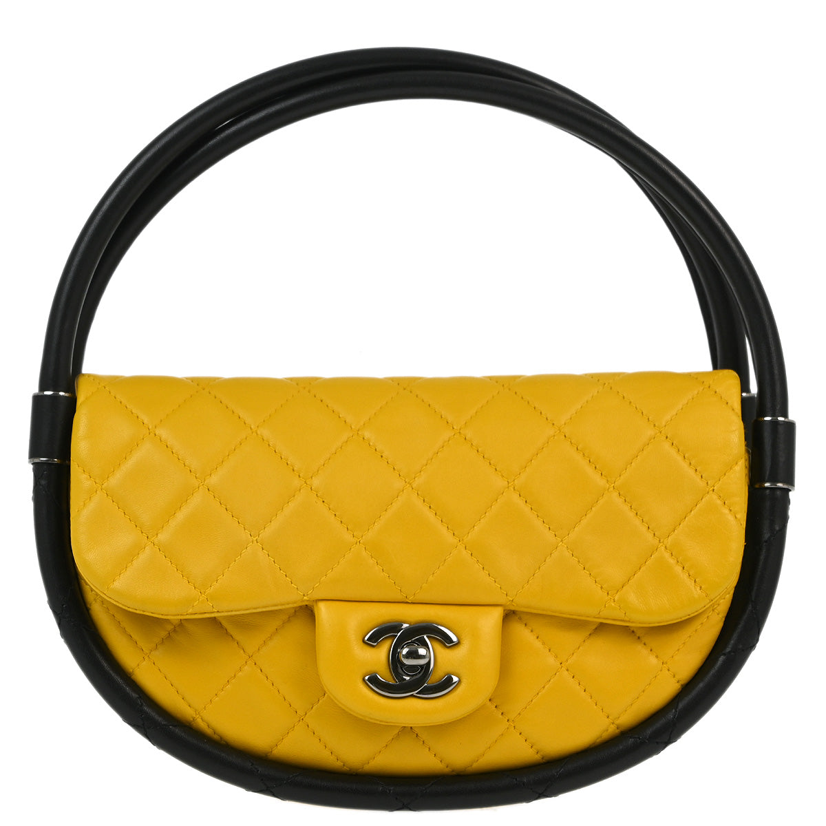 Chanel 2013-2014 Yellow Lambskin Hula Hoop Handbag