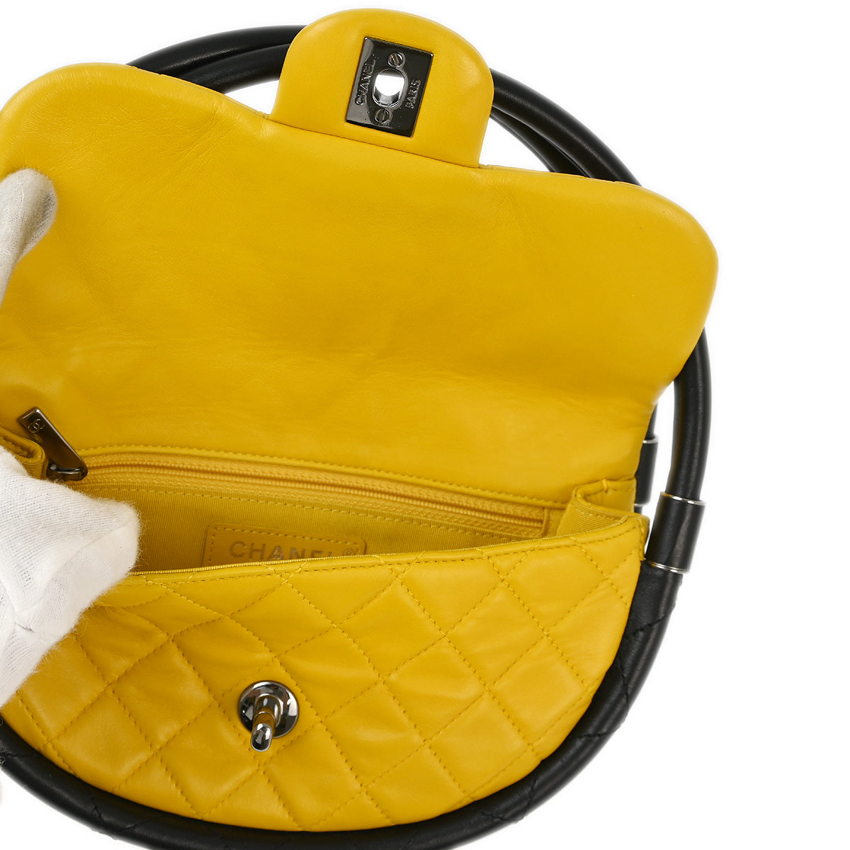 Chanel 2013-2014 Yellow Lambskin Hula Hoop Handbag