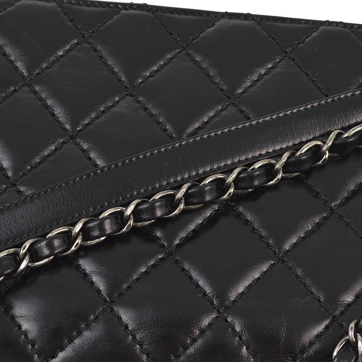 Chanel 2016-2017 Black Lambskin Double Chain Shoulder Bag