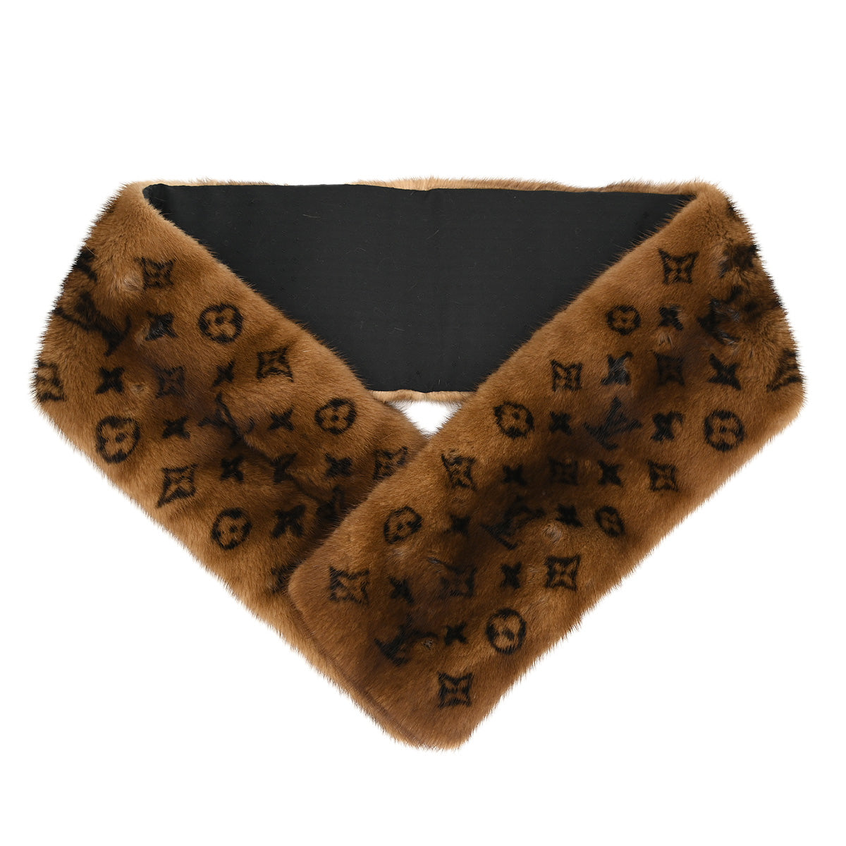 Louis Vuitton Brown Fur Monogram Echarpe Stole Shawl M76737 Small Good