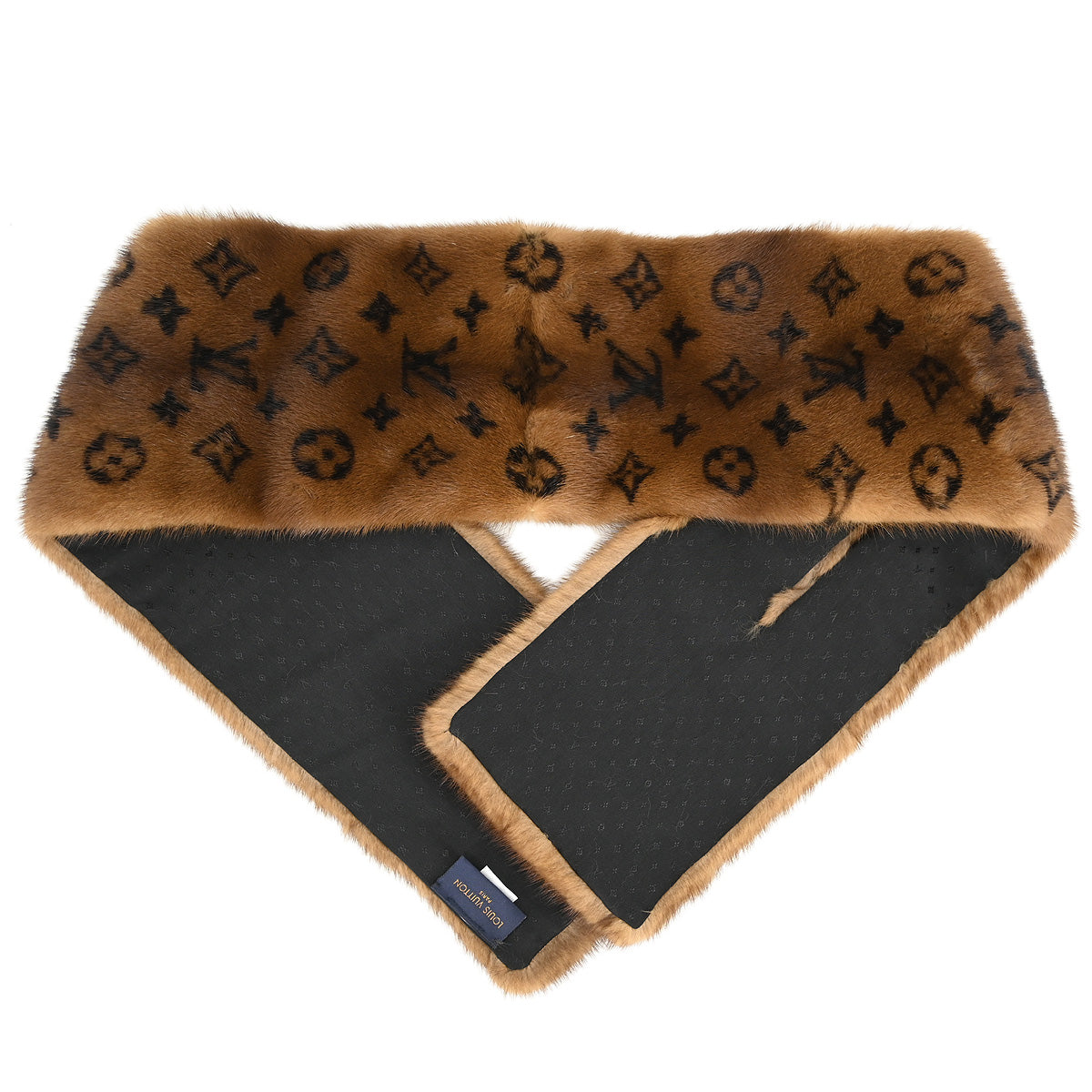 Louis Vuitton Brown Fur Monogram Echarpe Stole Shawl M76737 Small Good