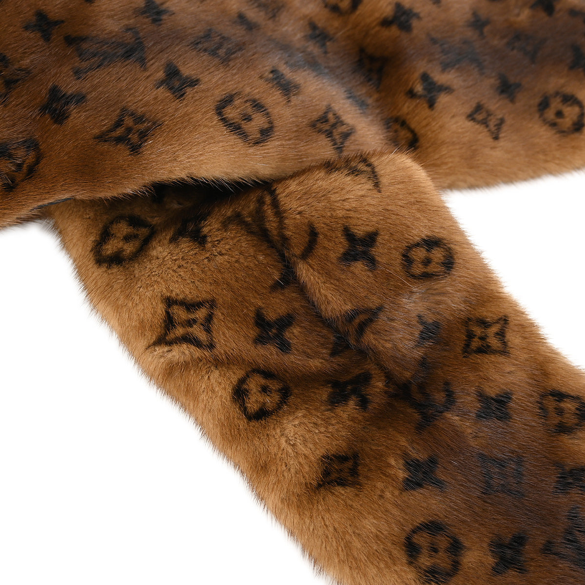 Louis Vuitton Brown Fur Monogram Echarpe Stole Shawl M76737 Small Good