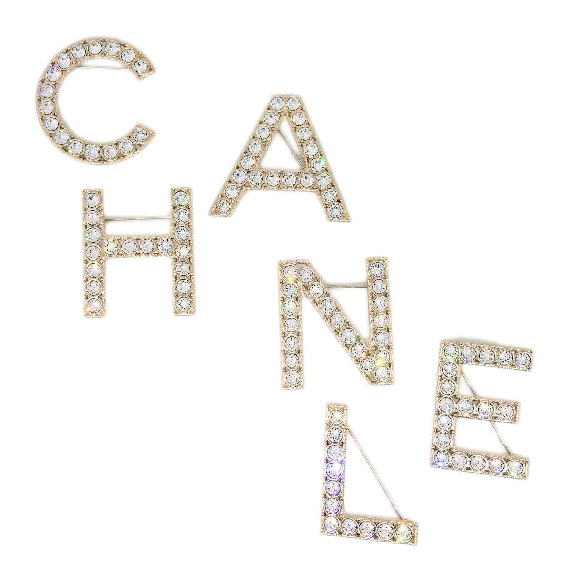 Chanel 6set Brooch Pin Rhinestone Gold B19S