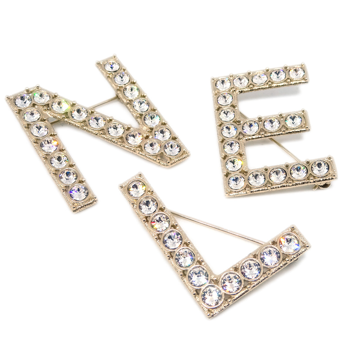 Chanel 6set Brooch Pin Rhinestone Gold B19S