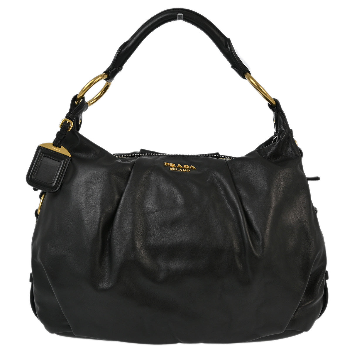 Prada Black Leather Hobo Handbag