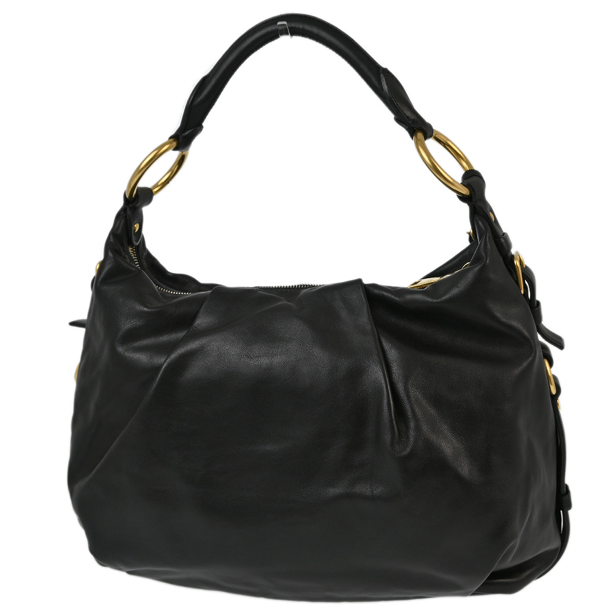 Prada Black Leather Hobo Handbag