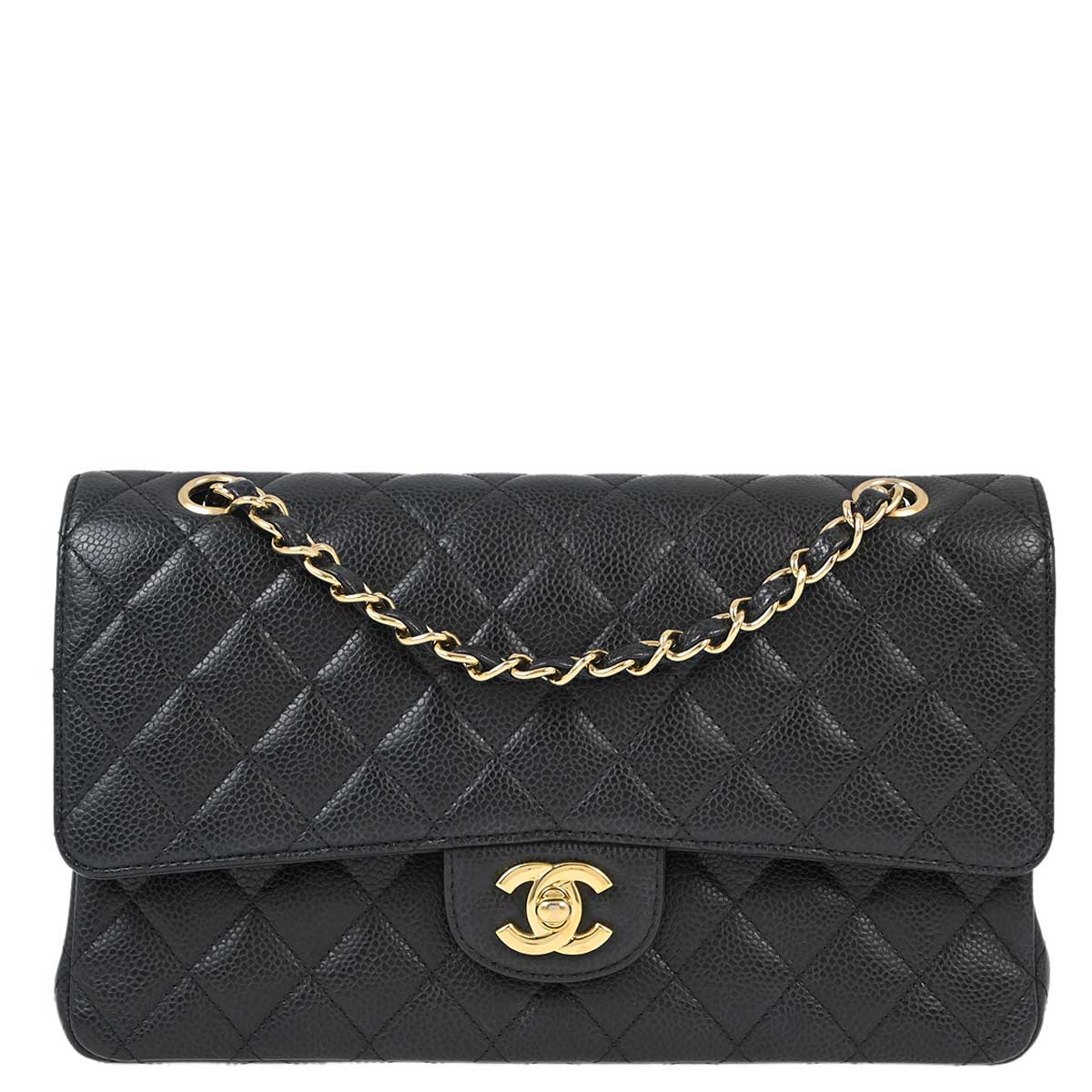 Chanel 2010-2011 Black Caviar Medium Classic Double Flap Shoulder Bag