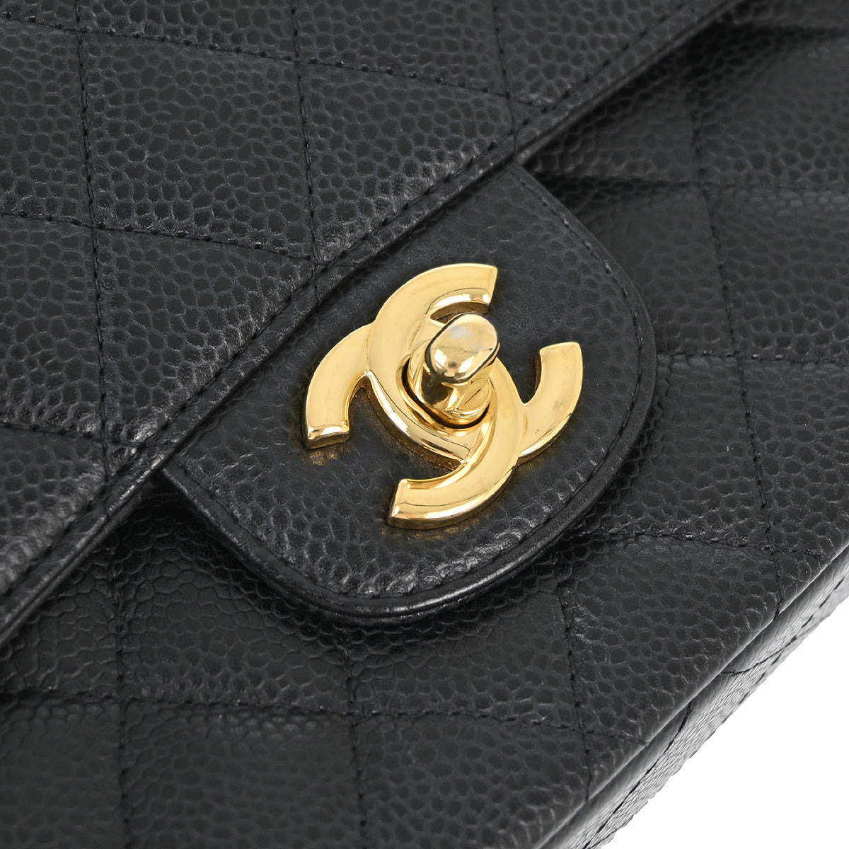 Chanel 2010-2011 Black Caviar Medium Classic Double Flap Shoulder Bag