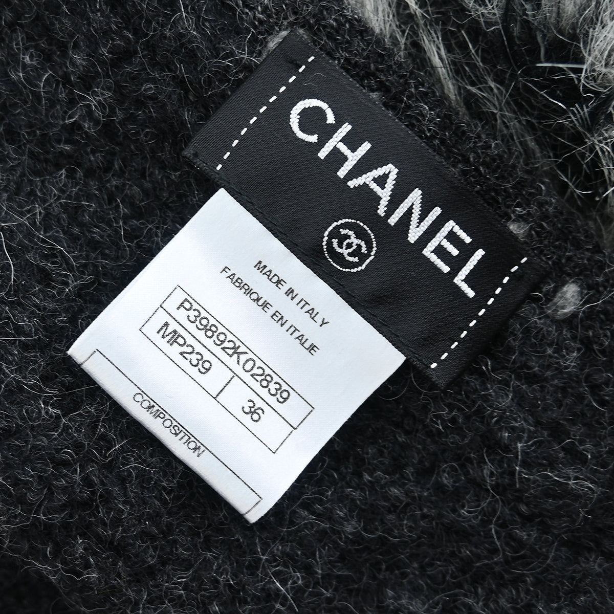 Chanel Zip Up Cardigan Dark Gray #36